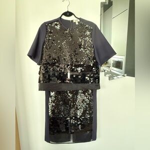 COS Dark Navy Blue Sequin Top and Skirt Set